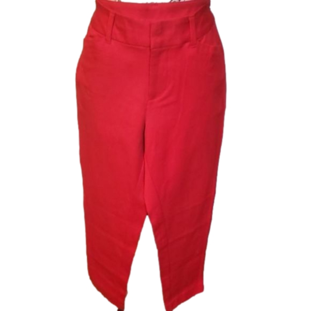 Faded Glory Red Straight Leg Mid Rise Dress Pants Size 8